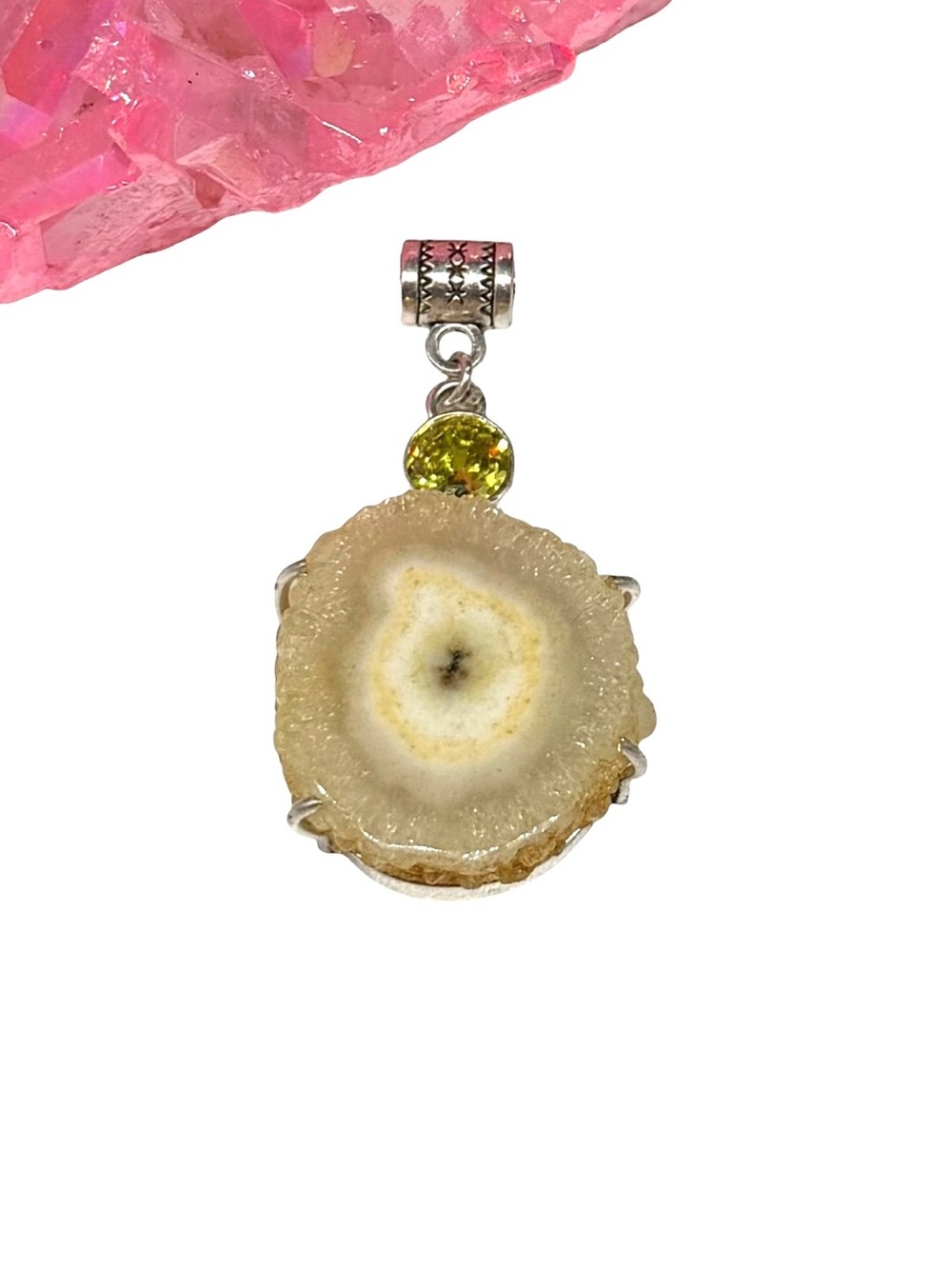 Yellow Solar Quartz Citrine Necklace Pendant 925 Sterling Silver Overlay